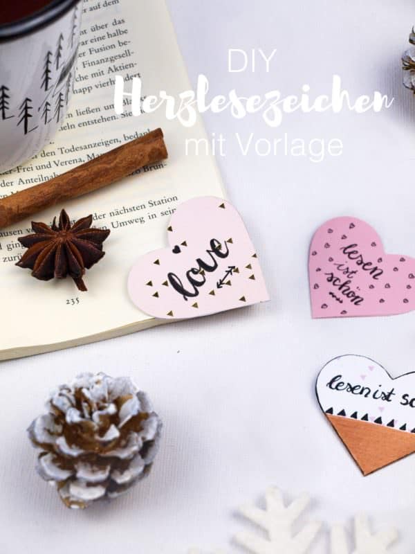 DIY Geschenkidee: Herzlesezeichen mit Vorlage