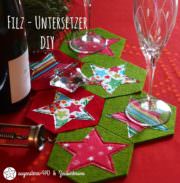 {Anleitung} DIY Glas Untersetzer mit Stern nähen | Schnittmuster (Download)