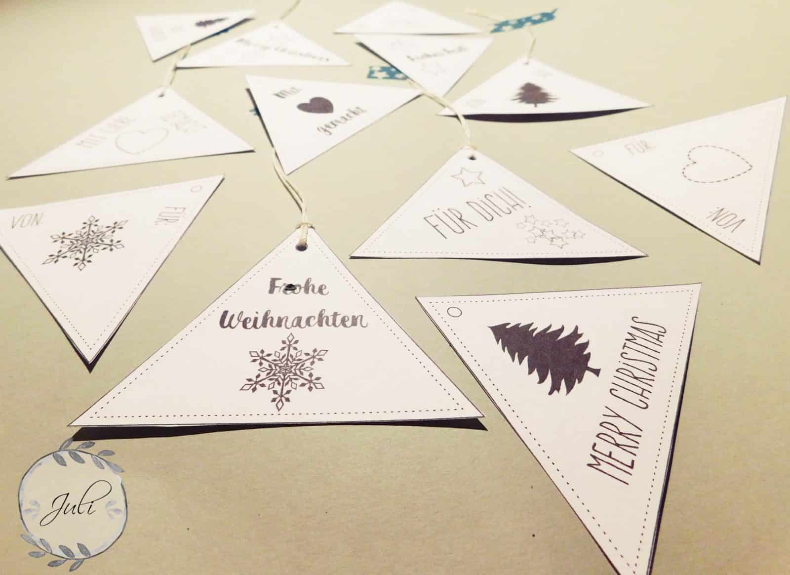 Geschenkanhänger für Weihnachten in Dreiecksform (Freebie!)