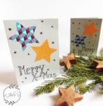 Weihnachtskarte mit Sternen aus Stoff
