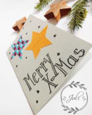 Weihnachtskarte mit Sternen aus Stoff