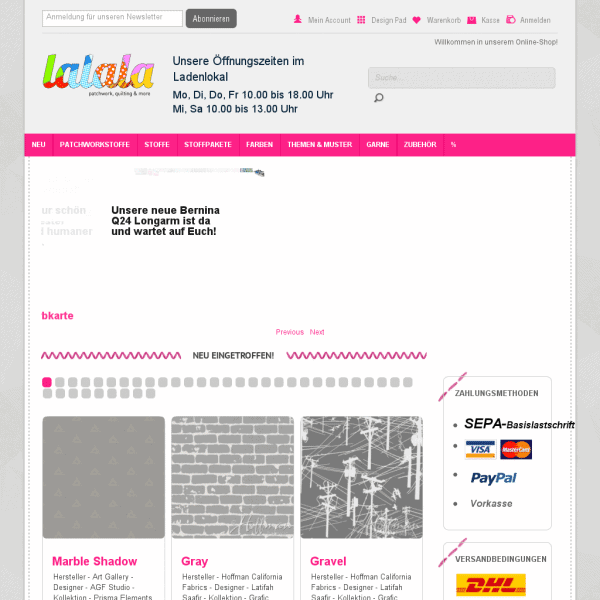 Patchworkstoffe höchster Qualität, vor allem aus USA, Japan und UK lalala patchwork, quilting & more Hochwertige Patchworkstoffe zu fairen Preisen in großer Auswahl Patchworkstoffe höchster Qualität, vor allem aus USA, Japan und UK lalala patchwork, quilting & more Hochwertige Patchworkstoffe zu fairen Preisen in großer Auswahl