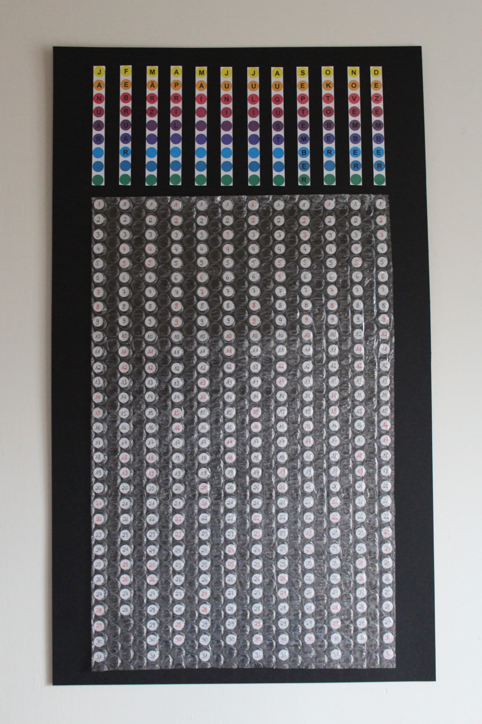Kalender aus Luftpolsterfolie