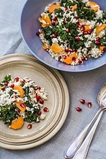 Salat im Winter: Grünkohlsalat mit Hirse, Möhren und Granatapfelkernen