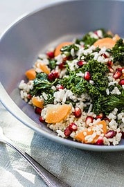Salat im Winter: Grünkohlsalat mit Hirse, Möhren und Granatapfelkernen