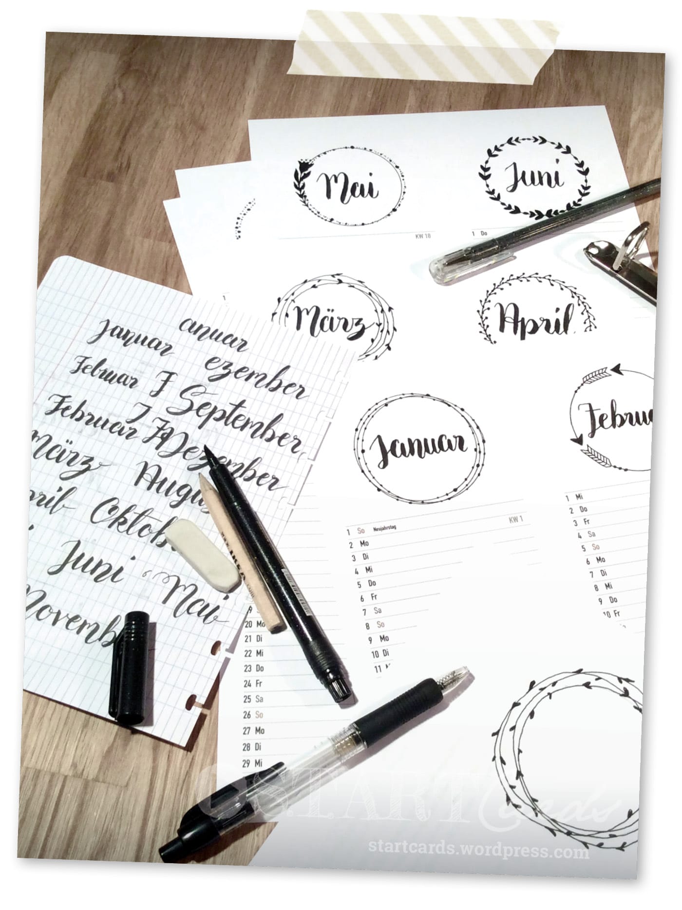 DIY – Brushlettering Kalender 2017