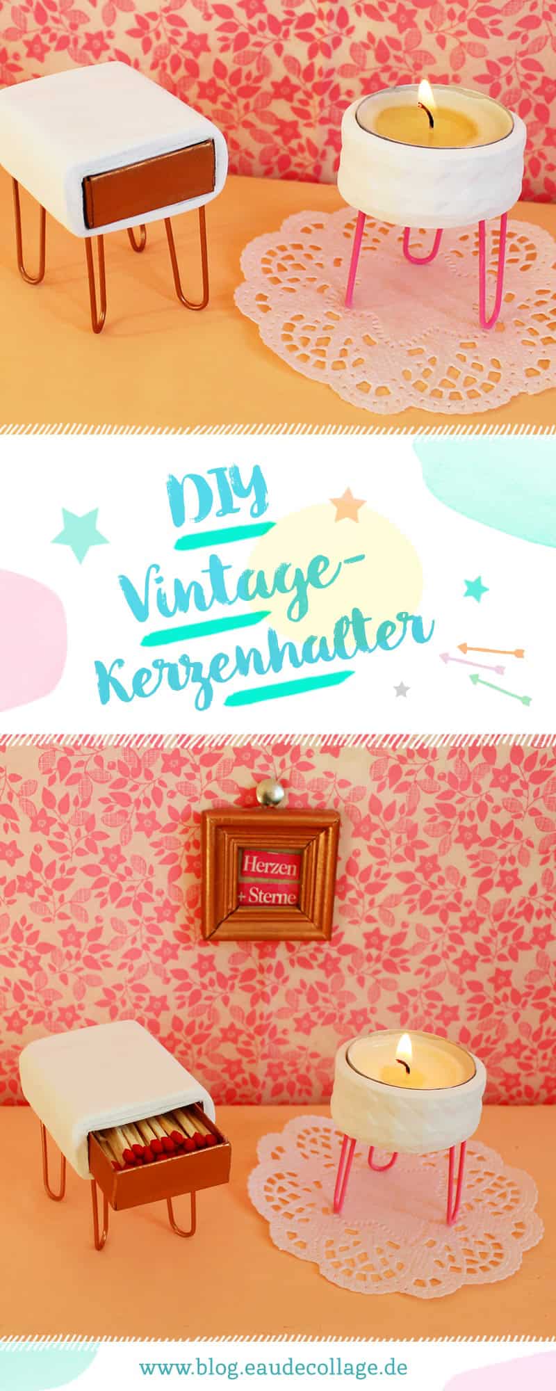 DIY Teelichthalter basteln im Mid Century-Vintage-Stil der 50er und 60er Jahre