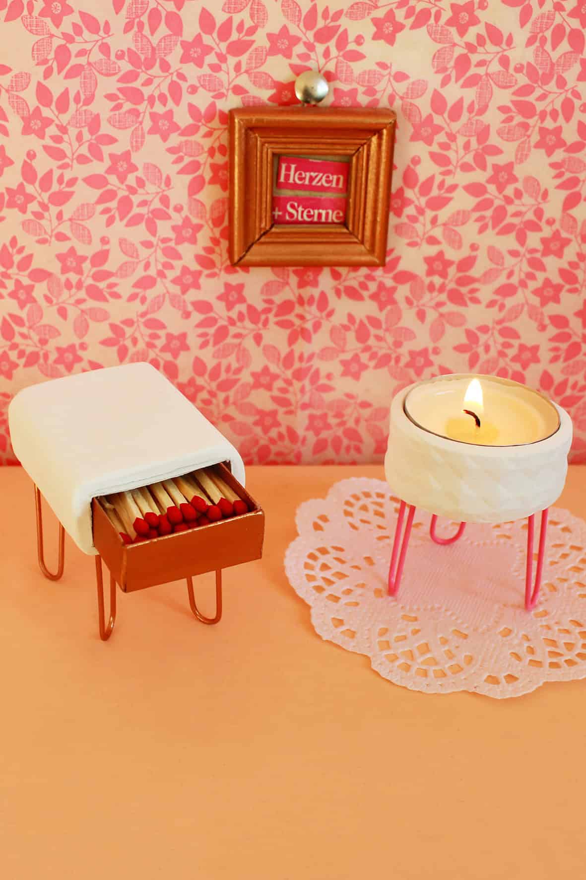 DIY Teelichthalter basteln im Mid Century-Vintage-Stil der 50er und 60er Jahre