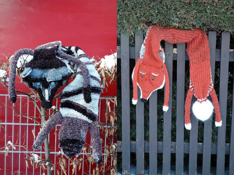 Fuchs und Wolf als Schal stricken