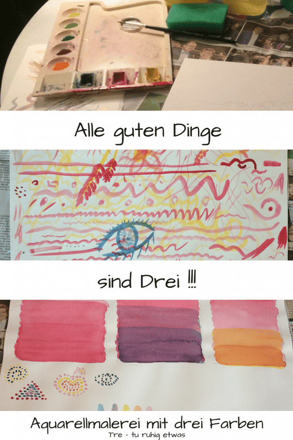 Aquarellmalerei mit drei Farben