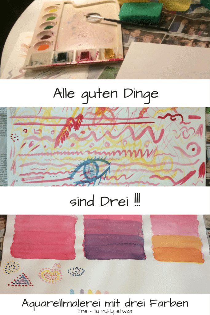 Aquarellmalerei mit drei Farben
