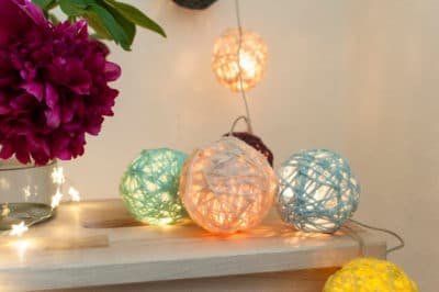 Cotton Ball Lichterkette DIY