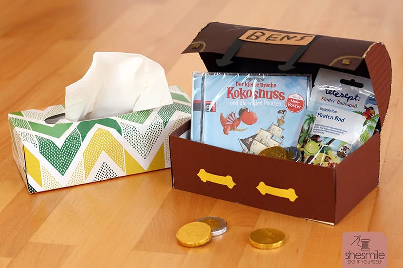 Schatzkiste aus Tücherbox (Kostenlose Bastelanleitung)