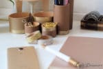 Schreibtisch-Utensilo – edel mit Leder und Gold