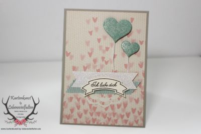 Karte zum Valentinstag mit Stampin Up! Designerpapier Zum Verlieben