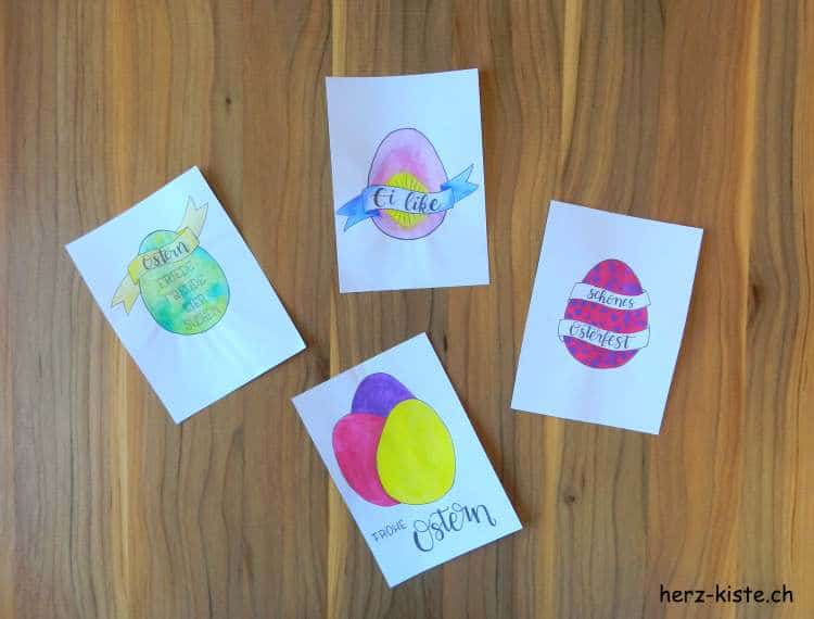 Osterkarten im Handlettering Stil – Gratis Printable