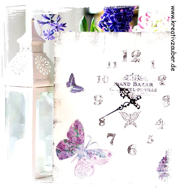 Vintage Uhr mit Freezer Paper basteln