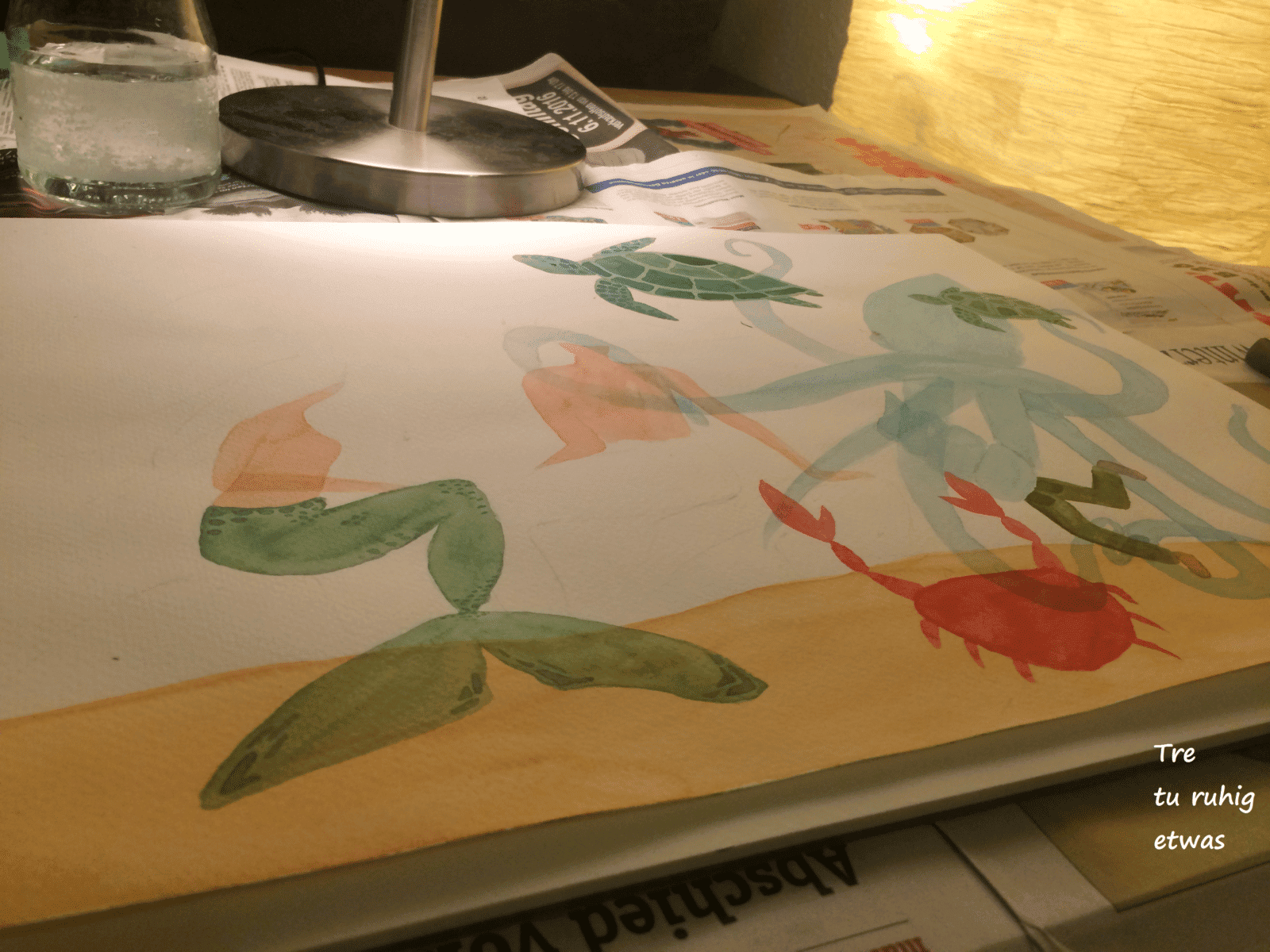 Aquarellmalerei Lasurtechnik mit drei Farben