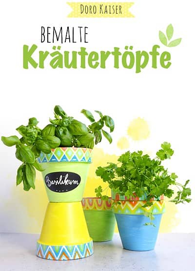 Bemalter Kräutertopf mit Hand Lettering Etikett