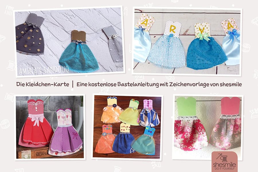 Kleidchen-Karte (Kostenlose Bastelanleitung mit Zeichenvorlage)
