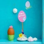 Ostereier und Tischkärtchen wollen hoch hinaus