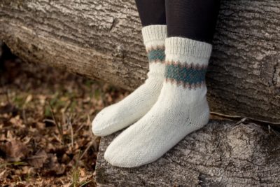 Socken mit Fair Isle Muster