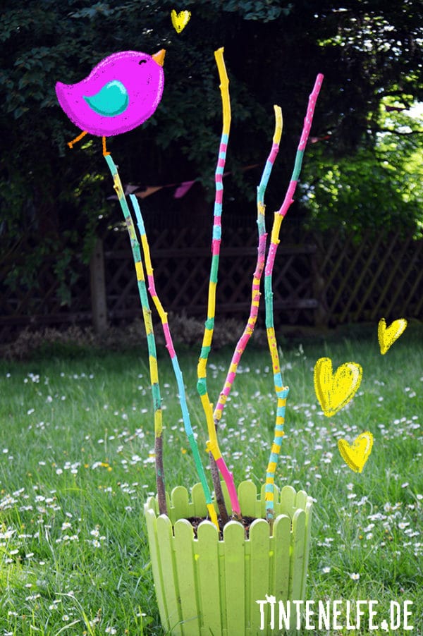 DIY mit Kids - Gartendeko bunt bemalen mit Outdoorfarbe