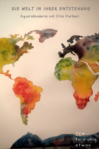 Die Welt in ihrer Entstehung Aquarellmalerei mit Drei Farben Nass-in-Nass Technik