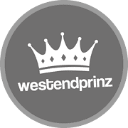 Westendprinz Logo mit Krone und Schriftzug für Handmade Kultur, symbolisiert Kreativität und Handwerkskunst im deutschen Kontext.