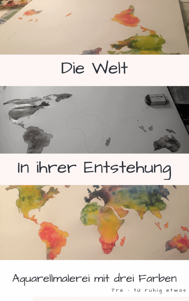 Die Welt in ihrer Entstehung Aquarellmalerei mit Drei Farben Nass-in-Nass Technik