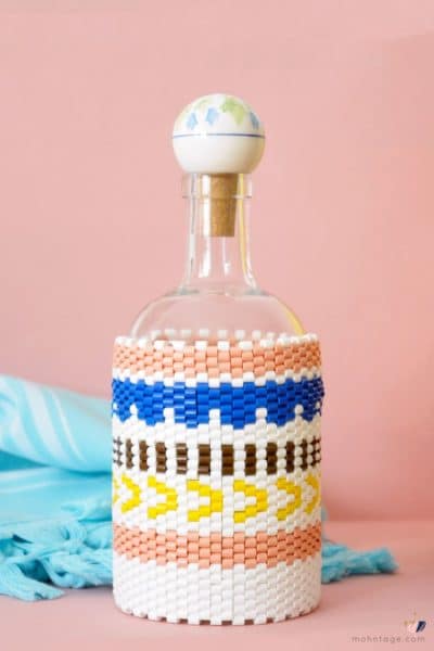 DIY Flaschenbezug aus Bügelperlen im Peyote Stitch