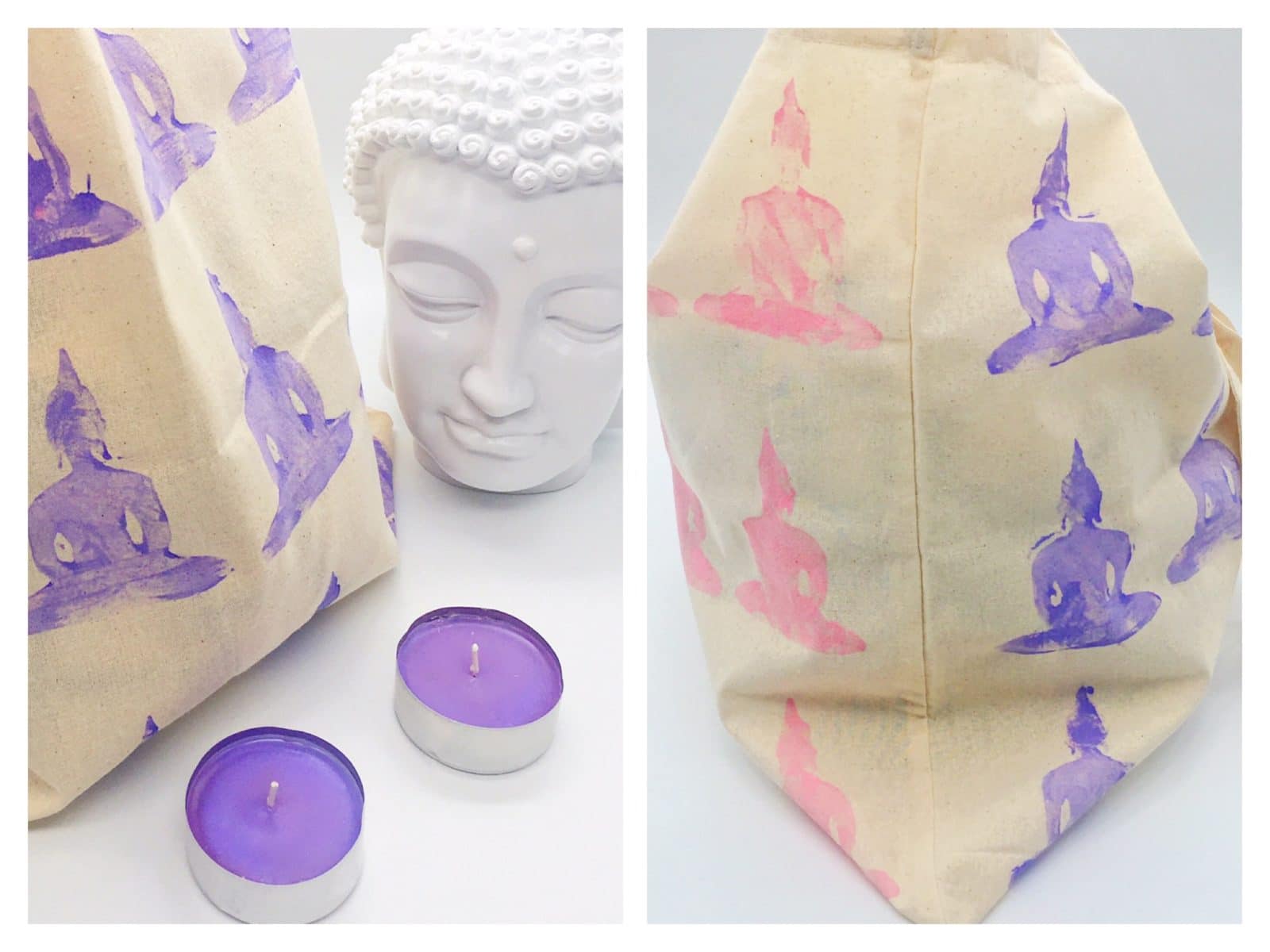 Stofftaschen mit Moosgummi Stempel selbst bedrucken