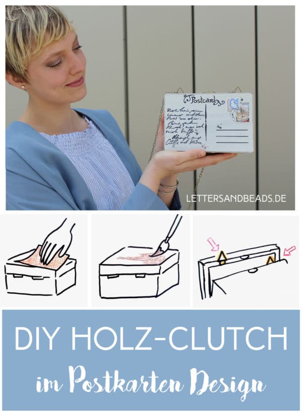 Holztasche im Postkartendesign