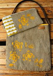 Stempeln mit Sellerie - Taschen-Upcycling