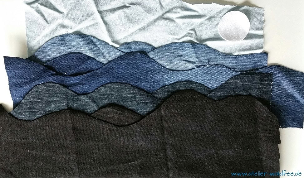 Art Quilt „Denim Stormy Sea“