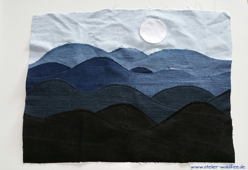 Art Quilt „Denim Stormy Sea“