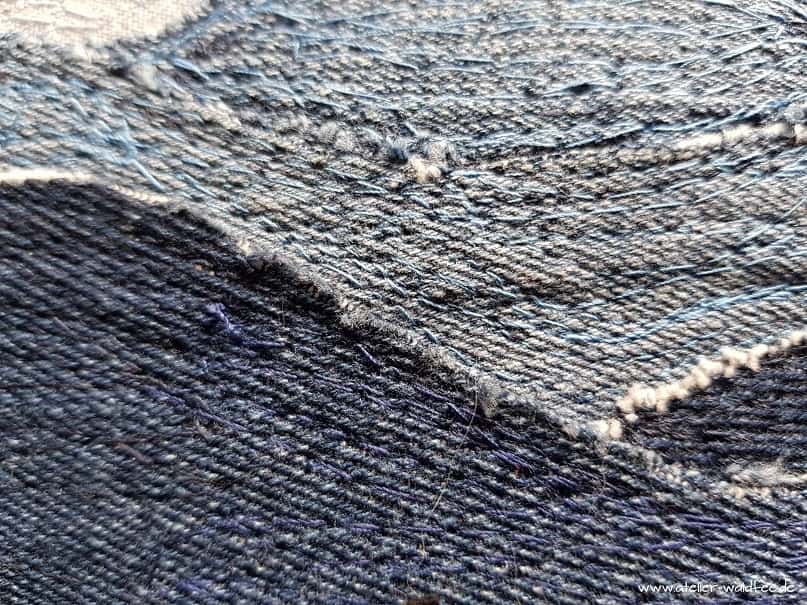 Art Quilt „Denim Stormy Sea“