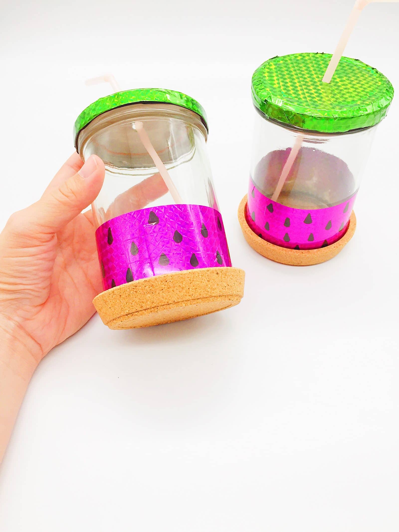 Melonen Trinkbecher aus Konservengläsern selber machen