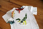 Heute gibt’s Farbe aufs Shirt … und Dreiecke … und ein Dino