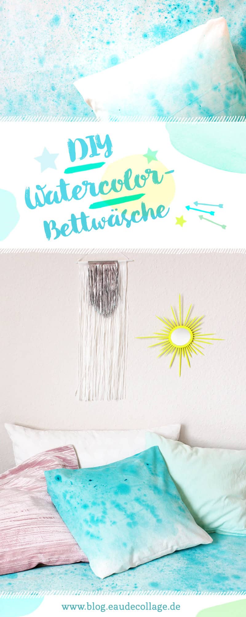 DIY MEERJUNGFRAUEN-WATERCOLOR-BETTWÄSCHE SELBER FÄRBEN