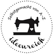 Logo von HANDMADE Kultur mit einer Nähmaschine, umgeben von dem Text 'Selbstgemacht von A-Z' und 'ideenreich', symbolisiert handgemachte Kreativität und Nähkunst.