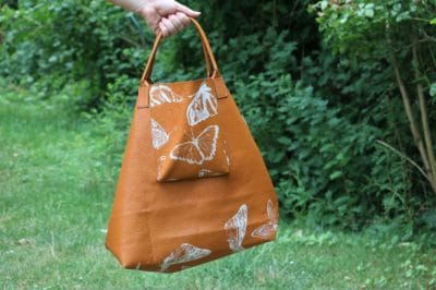 DIY Leder-Shopper mit Schmetterlingsdruck