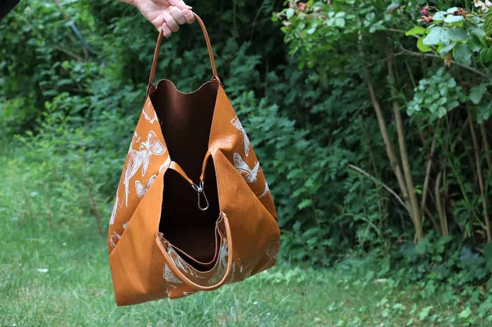 DIY Leder-Shopper mit Schmetterlingsdruck