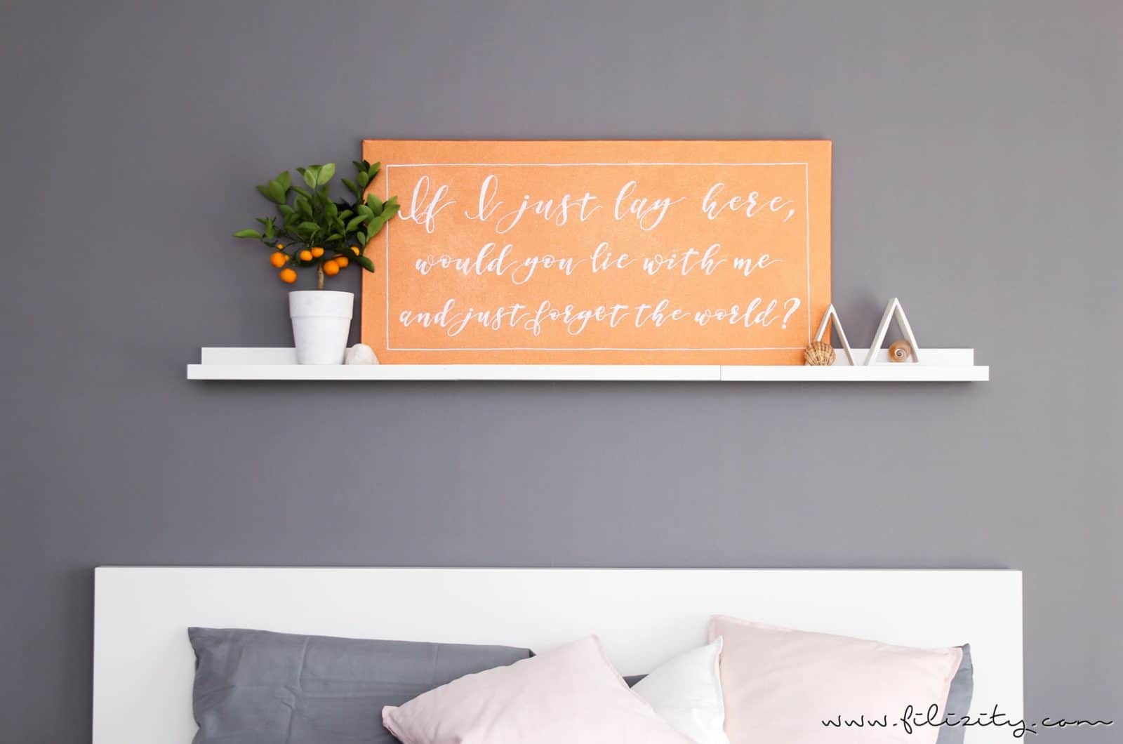 Wanddeko: Leinwand mit Handlettering