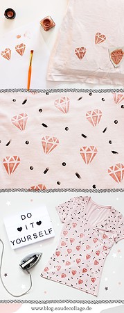 DIY T-SHIRT BEMALEN MIT DIAMANT-KUPFER-PRINT