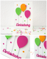Einladungskarte mit bunten Luftballons