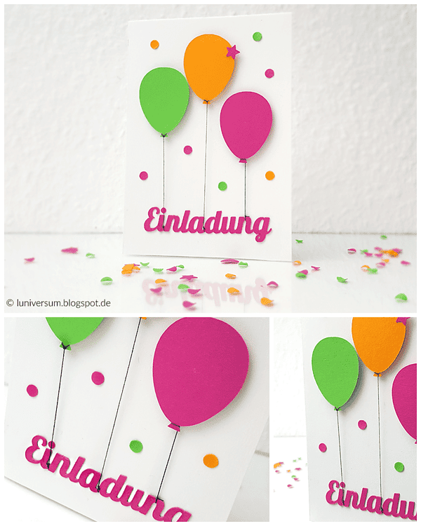 Einladungskarte Mit Bunten Luftballons Handmade Kultur