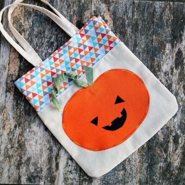 Tasche für Halloween nähen | Kürbis Applikation