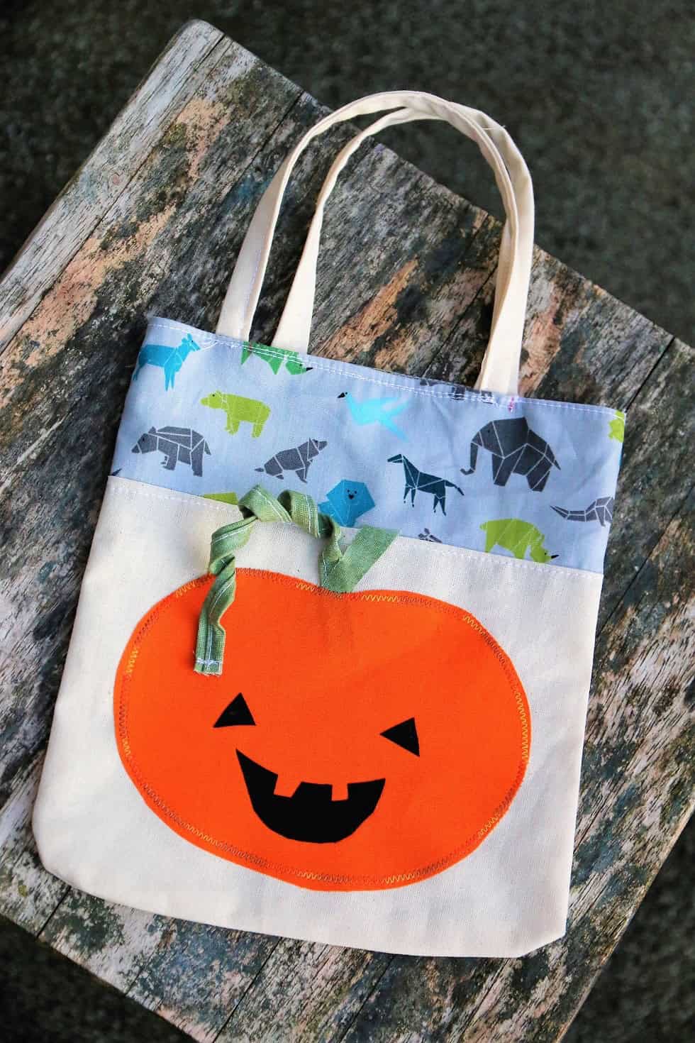 Tasche für Halloween nähen | Kürbis Applikation