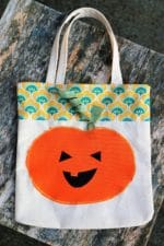 Tasche für Halloween nähen | Kürbis Applikation